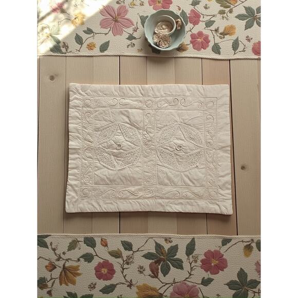 Vintage Crochet Pillow Shams-3 Piece Set-Cotton-Lace-Boho-Farmhouse-Cottagecore - Picture 4 of 8